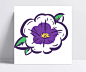 卡通手绘紫边花瓣 |花朵,绿叶子,装饰花瓣