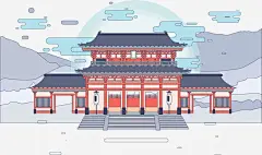 卡通水彩中国风宫廷设计_新图网ixintu.com