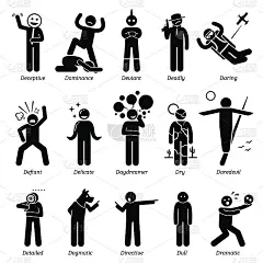 中性性格和性格特征。简笔画人物图标。