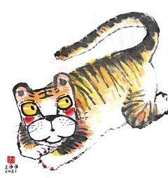 画儿晴天采集到虎年画虎