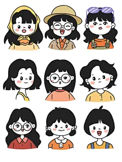 最爱黑发系列秋日头像｜可爱简笔画 - 小红书