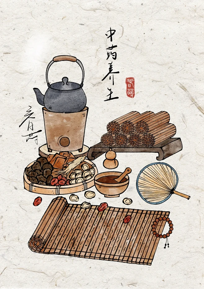 ipad日绘｜国风插画·养生（111/365）图片_画 食图片素材-花瓣网