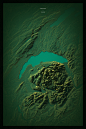 Topographic map (data visualization) of Lake Leman, made with Blender/ Illustrator / Photoshop