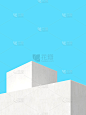 抽象建筑背景的3D插图，简约建筑海报。