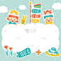 六一儿童节方形插图(用于插入文字)
