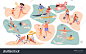 People beach activities. Cartoon characters on summer vacation surfing swimming sunbathing outdoor scenes. Vector isolated flat illustration activity male female with kids on water recreation__正版图片_视频_字体_音乐素材交易平台_旗下品牌