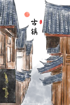 古风建筑插画PNG