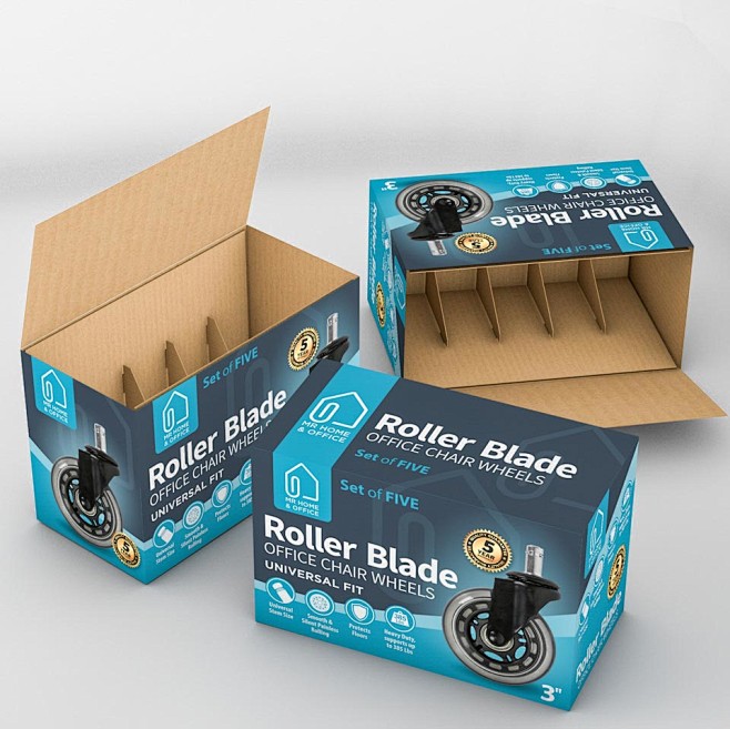 Office chair corrugated carton box design with product holders