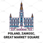 波兰，Zamosc，Great Market Square travel landmark line