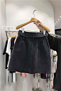 韩国东大门2021夏季新款时尚气质单排系扣高腰牛仔短裙A字半身裙-淘宝网