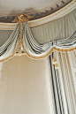 Beautiful drapes. Classical swags.  Curved room.  #InteriorDesign Solution. #Traditional: 