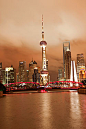 天际线,陆家嘴,浦东,苏州,河,夜晚,上海,瓷器,中国