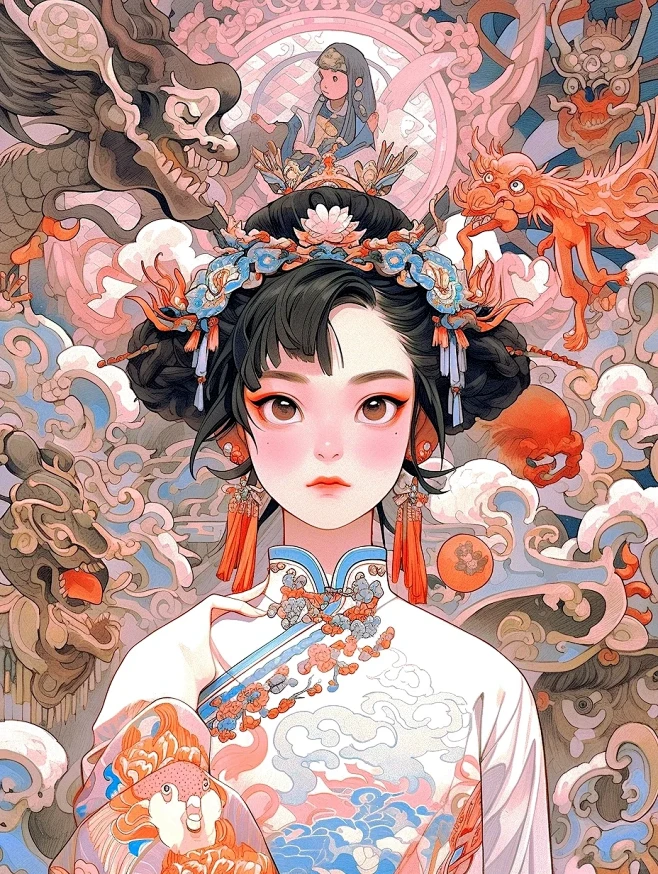 国风&国潮插画|汉服|动漫壁纸头像|古风-花瓣网