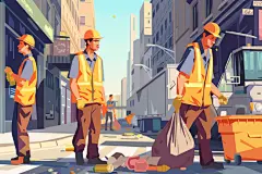 环境街道环卫工人图片插画