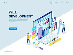 多种类型的时尚高端的2.5D等轴等距应用程序APP UI KITS开发着陆页海报插画banner设计模板大集合