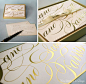Gold Foil Stamped Custom Correspondence Cards with Gold Edging by ECRU Stationery 