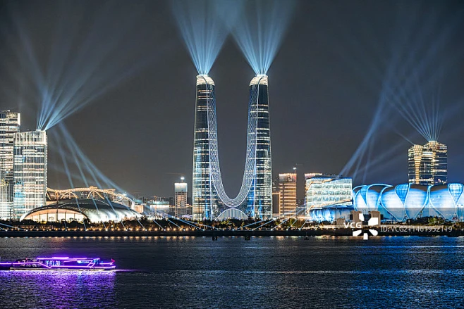 杭州之门杭州世纪中心灯光秀正版高清图片下载-视觉中国VCG.COM-花瓣网