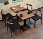 美式乡村咖啡厅桌椅 复古做旧茶餐厅长方桌西餐厅实木餐桌椅组合-淘宝网