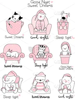 可爱的,动物手,高雅,卡通,就寝时间,贺卡,浪漫,狗,沙发,绘制