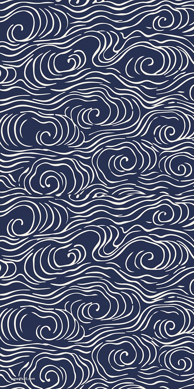 日式金色靛蓝波浪花纹图案纹理 (1)