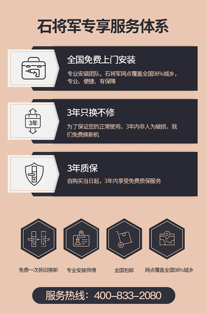 石将军 指纹锁密码锁智能门锁电子锁家用防...