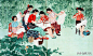 1960年代年画欣赏，巧做花灯庆丰年，满怀信心争取农业大丰收