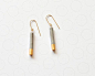 long minimalist concrete earrings, gold dipped cylinder: 