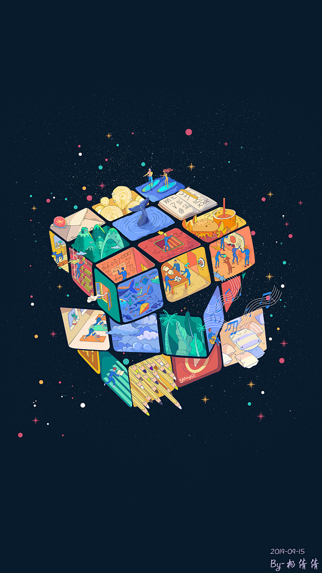 插画-魔方 插画 插画习作 YAlda - 原创作品 - 站酷 (ZCOOL)