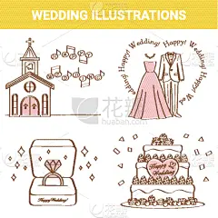 绘画插图,婚礼,材料,无尾礼服,线条,贺卡,柔和色,铅笔画,线条画,广告