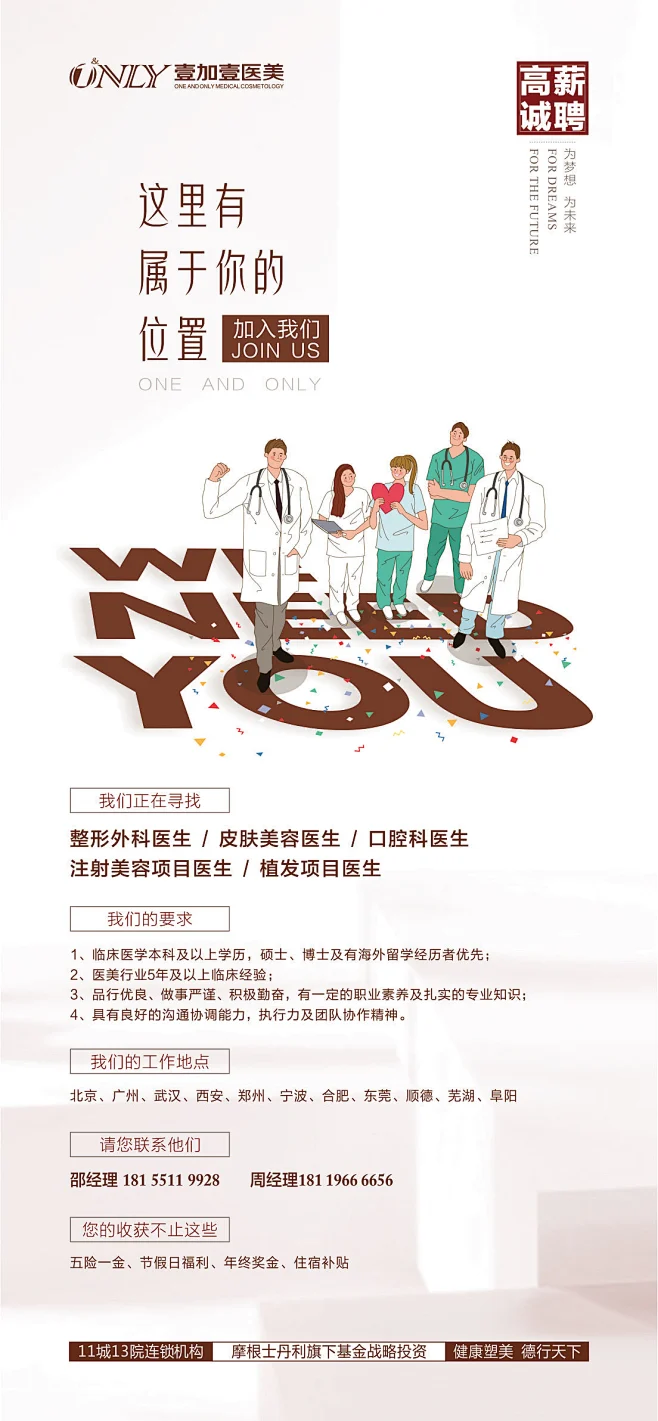 整形、美容、医美、招聘、海报、创意、医生、卡通