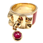 HERMES Collier De Chien Ruby Enamel Yellow Gold Ring