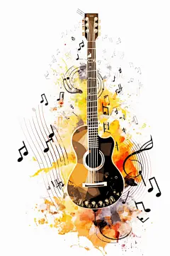 AI数字艺术音乐乐符乐谱元素插画