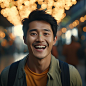A charming Asian man and she is laughing Generative Ai