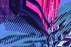 抽象的现代背景。创造性的丰富多彩的形式和形状。几何图案。绿色、蓝色和紫色图案纹理鲜艳