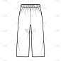 百慕大短裤运动装技术时尚插图低腰，上升，口袋，放松合身，小腿长度。平