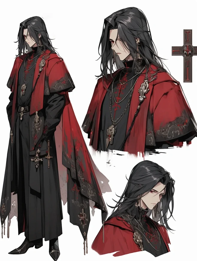 角色｜牧师｜哥特服饰-花瓣网