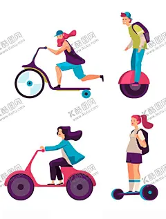 潮流扁平风出行方式矢量插画 【酷图网】潮流扁平风,出行方式,人物插画,矢量插画,扁平风插画,卡通插画,手绘插画,插画设计,矢量元素,元素设计