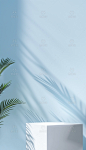 简约场景,简单场景,产品展台,3D场景空间,浅蓝色场景,立方体展台,ai场景空间,