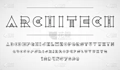 建筑图形黑白线性字体