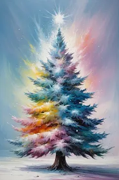 Ai产生的, 圣诞树, 圣诞节, 冬天, 情绪, 装饰, 背景, 雪, 抽象
