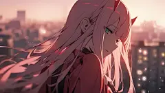 DARLING in the FRANXX零二4K壁纸丨黄昏侧颜横版壁纸 - 奇漫壁纸
