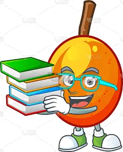 霍科特,白色,书,生食,学生,动画片,可爱的,清新,技能,维生素