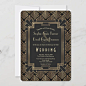 Glam Roaring 20's Gold Black Great Gatsby Wedding Invitation