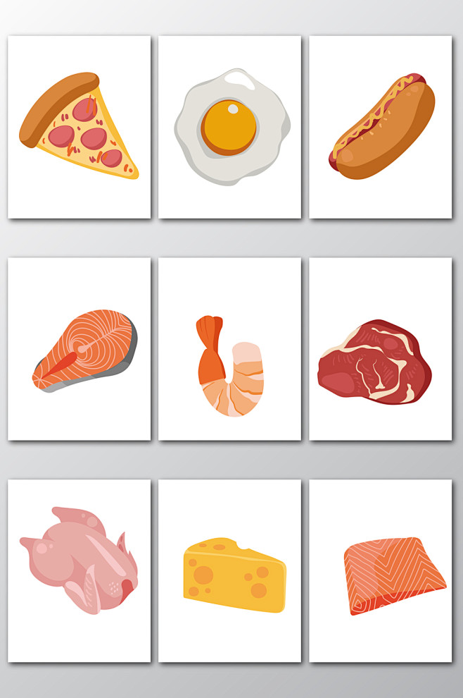 手绘食物插画元素素材