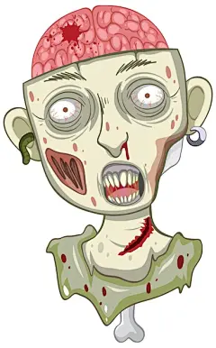 (源站可下源文件)白色背景上的令人毛骨悚然的僵尸脸/Creepy zombie face on white background