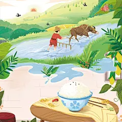 古诗插图“夏季主题”_千野绿子插画__插画师作品_涂鸦王国gracg.com