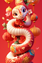 蛇年蛇吉祥物图案模型
