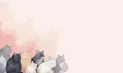 简单的水彩背景与猫主题