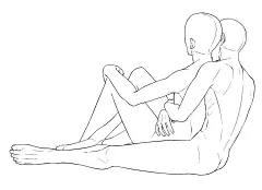 多角度双人坐姿拥抱的线稿 手绘速写人物插画临摹参考 插画图片壁纸