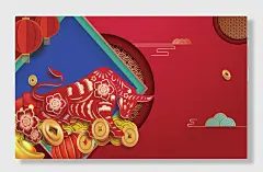 牛年春节元旦海报背景横版款-图巨人